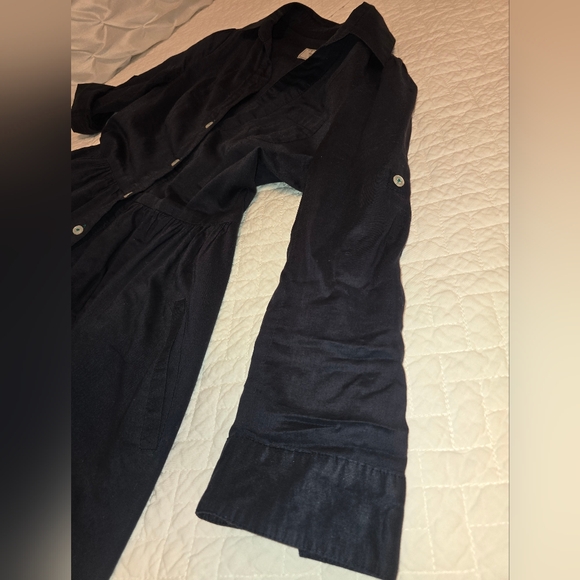 Anthropologie Moulinette Souers Navy Reed Shirt Dress Women's Size 4 - Picture 5 of 10